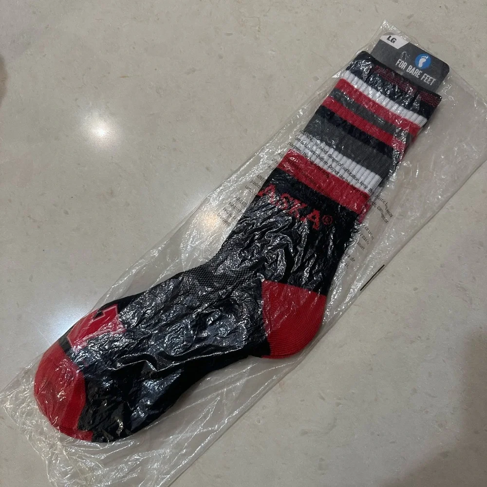 For Bare Feet Nebraska Cornhuskers Red and Black Socks Size L Large